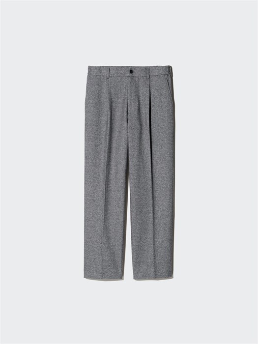 Оширенные плиссированные брюки в ёлочку от Uniqlo, свободного фасона, с карманами 11191645