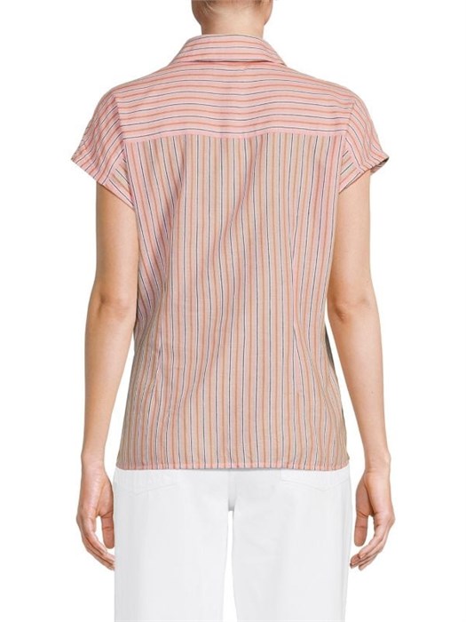 Короткая рубашка Nautica из хлопка с полосатым узором и узлом спереди 11178193
