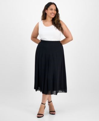 Юбка миди размера плюс с передними складками, Kasper 11227913