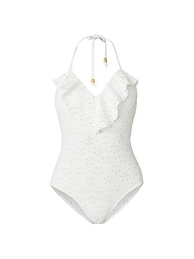 Shoshanna Слитный купальник Ruffle Maillot с V-образным вырезом и регулируемыми завязками, 94% полиэстер, 6% спандекс 10048196