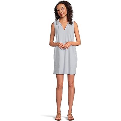 Платье без рукавов с воротником Lilla P из текстурного трикотажа, 100% хлопок, удобными карманами 11226840