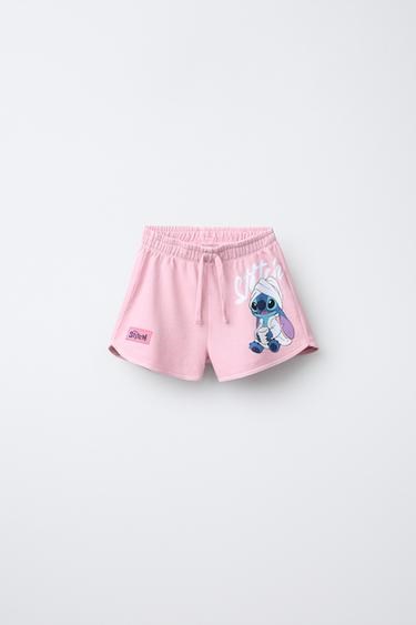 Zara Детские 100% хлопковые бермуды с эластичной талией и принтом Lilo &amp, Stitch для 6-14 лет 11235029
