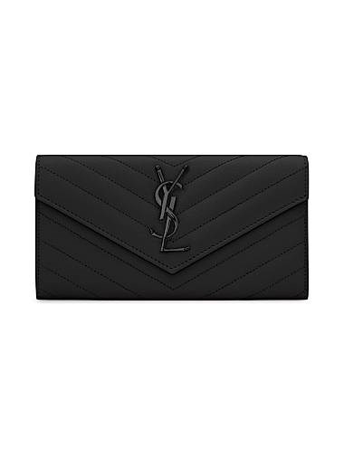 Saint Laurent Большой телячьей кожи бумажник с 12 карманами для карт и отделением для монет 11164752