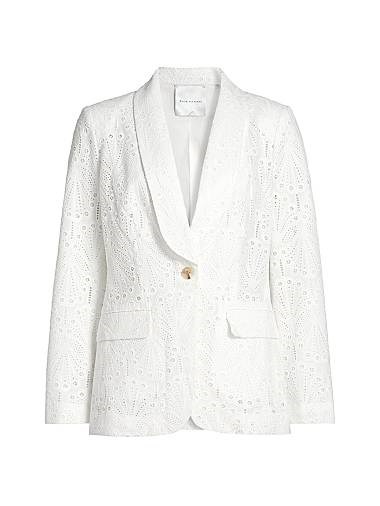 Хлопковая куртка Aria от Elie Tahari с вышивкой, длинными рукавами и накладными карманами на клапанах 11010074