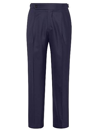 Брюки смокинг из легкой шерсти вирджин и шелкового твила от Brunello Cucinelli с складками и поясными вкладками 11167740