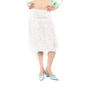 Юбка с аппликацией и кружевом от Anna Sui, из мягкой ткани с розами, идеально подходит для ярких образов 10049568