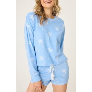 Мягкая махровая пижама Pj Salvage с топом и шортами и принтом пальм 10048114