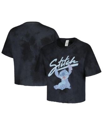 Mad Engine Модная чёрная футболка с принтом Lilo и Stitch и эффектом тай-дай, 100% хлопок 11224651