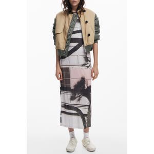 Обтягивающий миди-сарафан Desigual с графическим принтом и разрезом сзади для удобства 10049122