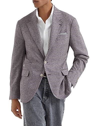 Brunello Cucinelli Блейзер из шерсти и кашемира с чередующимся эффектом, 95% шерсть, 5% кашемир, сделан в Италии 11167983