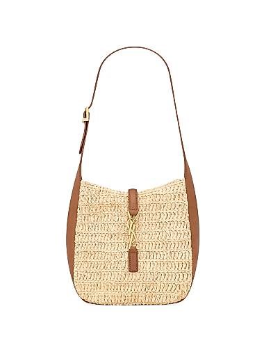 Saint Laurent Сумка Le 5 a 7 из раффии и натуральной кожи, 16x17x7.5 см, с внутренним карманом для карт 11167977