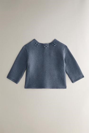 Zara Home Мягкий и удобный детский свитер с объемной вязкой и задней застежкой на пуговицах 11229488