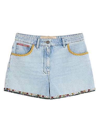 Джинсовые шорты Valentino Garavani с вышитым цветочным краем, 100% хлопок, Италия 11167617