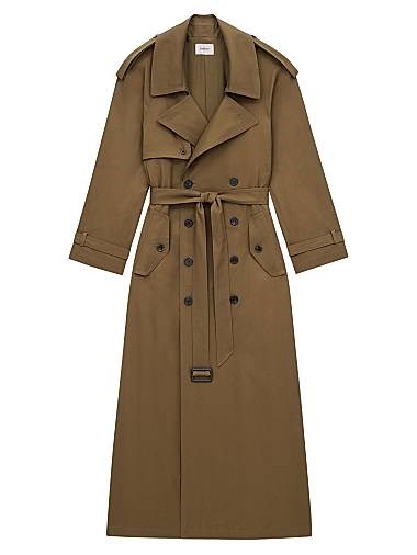 Двубортный хлопковый твиловый тренч Saint Laurent с поясом, Италия 11166127