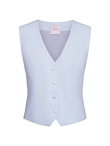 Льняной жилет Kikis от TWP с классическим V-образным вырезом и пуговичной застежкой, США 10043042