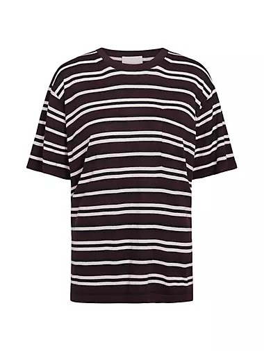 Футболка TWP из 100% шерсти с полосатым узором и круглым вырезом, карман, США 10043048