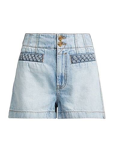 Шорты из варёного денима Zimmermann Lucky с карманами и застёжкой-молнией, 100% хлопок 10043234