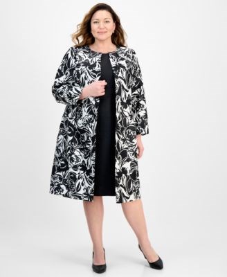 Комплект Le Suit большого размера: жакет с цветочным принтом и платье с юбкой в стиле ампир 11175814