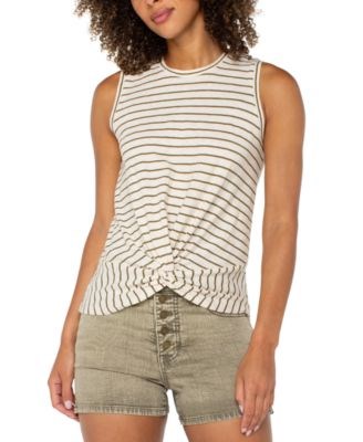 Женский топ без рукавов из хлопка в полоску с забавным передним узлом Liverpool Los Angeles, молодёжный размер PXS-3X 11239110