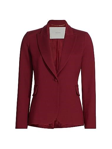 Однобортный пиджак Adam Lippes из смеси шелка и шерсти с классическими лацканами и облегающим силуэтом 11168598