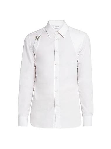 Хлопковая поплиновая рубашка McQueen с пряжкой Arrow Pin Harness, длинными рукавами, Италия 11024837