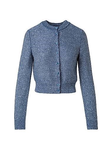 Кардиган из льняной смеси с блестящими пайетками от Akris, классическая застежка спереди, стильный вариант 11166017