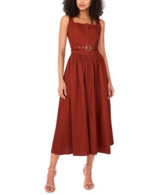 Квадратное премиальное хлопковое платье миди с поясом от 1.State 11233570