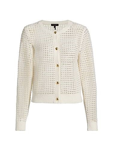 Кардиган Ezra от Rag &amp, Bone с открытым плетением из мягкой хлопковой смеси, длинными рукавами и золотистыми пуговицами 11010732