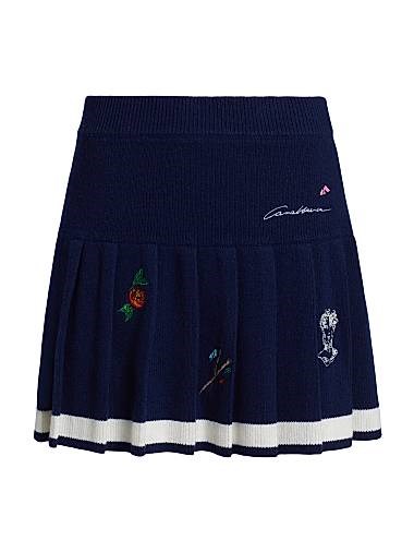 Плиссированная мини-юбка из мериносовой шерсти и кашемира с вышивкой от Casablanca и эластичным поясом 11027569