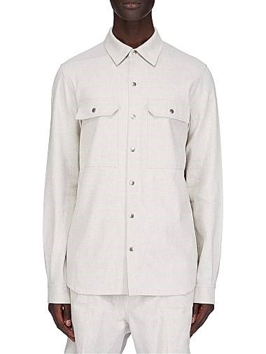 Лонгслив рубашка из котона Rick Owens с раздвижным воротником и карманами, Италия 11028868