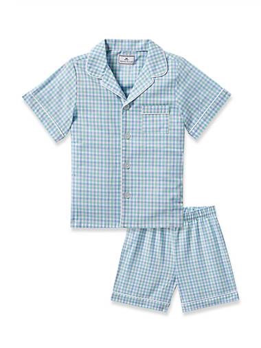 Petite Plume Детский твиловый пижамный комплект Petit Plume в клетку: шорты и короткий рукав, 50% хлопок 11169511