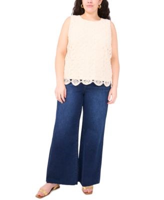 Топ большого размера без рукавов с кружевной передней частью и волнистыми краями от Vince Camuto 11172080
