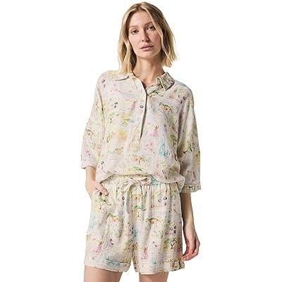 Splendid Футболка Coastal Postcard с коротким рукавом, 80% вискоза, 20% лен, комфортный крой 11178257