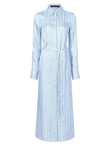 Шелковое платье-рубашка Proenza Schouler Hannah с воротником, длинными рукавами и поясом 11024050