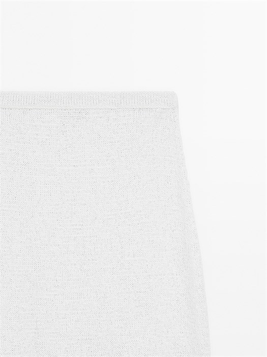 Миди-юбка из хлопкового трикотажа нижнего кроя Massimo Dutti с расклешенным подолом и эластичным поясом 11202012