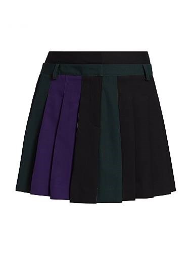 anOnlyChild Мини-юбка Savanna из 100% шерсти с плиссировкой, двойным поясом и петлями для ремня 11165088