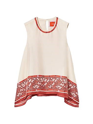 La Double J Итальянский шелковый топ San Carlo с асимметричным подолом и классическим кроем на плечах 11168035