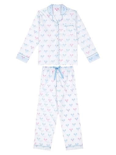 Пижамный комплект Sant And Abel из 100% хлопка с длинным лонгсливом и принтом теннисных бантиков, расслабленный фасон 11167527