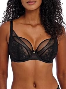 Женский бюстгальтер Freya Sydnie с подкладкой и высоким вырезом из черного цветочного кружева 11241121