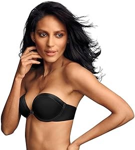 Бюстгальтер без бретелей Maidenform, размер 34B, черный, с широкими лентами и гладким дизайном 11240637