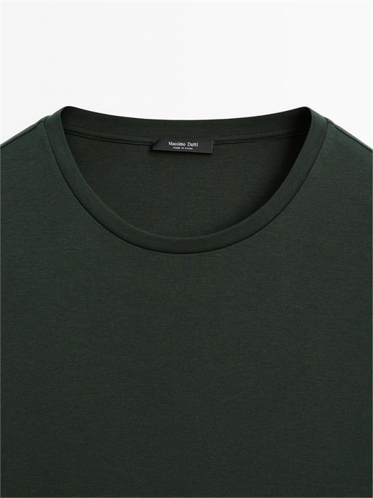 Молодёжная облегающая футболка Massimo Dutti с коротким рукавом из смеси хлопка 11201875