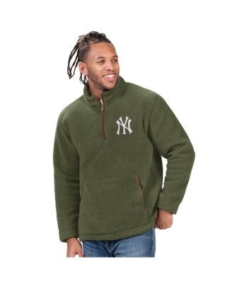 Мужская зеленая куртка G-III Sports с флисовой подкладкой и лонгсливом New York Yankees, средней теплоты, с 1/4-застежкой 11224800