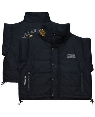 Стильный и тёплый молодёжный чёрный жилет с короткой молнией Boston Bruins от Mitchell &amp, Ness 11238905