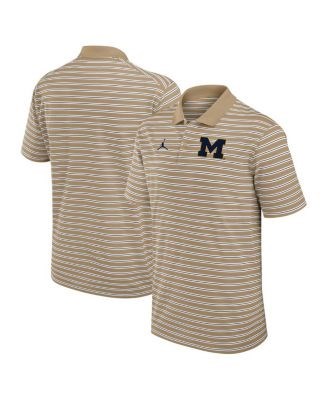 Jordan Мужское полосатое поло Michigan Wolverines Primetime Victory с легкой тканью и технологией Dri-FIT 11222543
