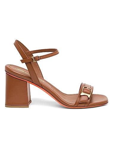Сандалии Santoni Calypso с каблуком 75 мм из мягкой кожи, с пряжками и открытым носком 11026051