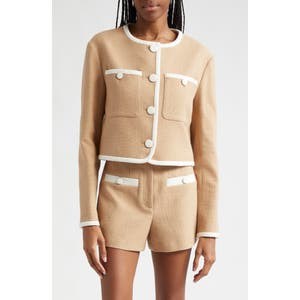 Veronica Beard Пиджак Beale из хлопкового твида с контрастными деталями, 72% хлопка, без воротника 10047577