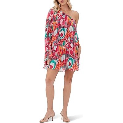 Платье Trina Turk Narbonne с асимметричным декольте и свободными длинными рукавами, 100% полиэстер 11226622