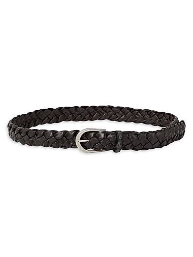 Brunello Cucinelli Плетеный ремень из наппа с монельным декором, высотой 3,5 см, 100% натуральная кожа, гипоаллергенный материал без никеля 11167840