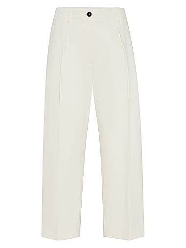 Brunello Cucinelli Чиносы с плиссировкой из хлопка и шерсти с эффектом помятости, молния, сделано в Италии 11167849