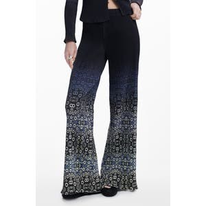 Удобные брюки Desigual с расклешенными штанинами, выполненные из 96% полиэстера и 4% эластана, с резинкой на талии 10049238